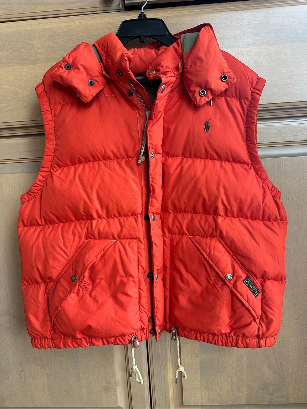 Vintage new Polo Ralph Lauren rare cargo down feather leather quilt Puffer Vest